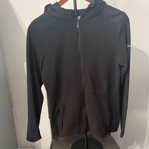 Columbia Black Textured Zip-Up Jacket thin material.